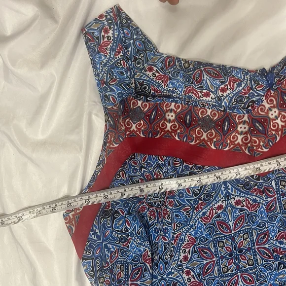 Catherines Dress Size 1X Blue Red Floral Sleeveless Chiffon Midi Boho Casual - Picture 10 of 11